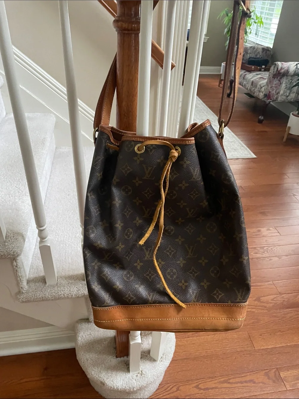 Vintage Louis Vuitton Monogram Canvas Drawstring Bucket Bag - Brown/Tan - Picture 1 of 9